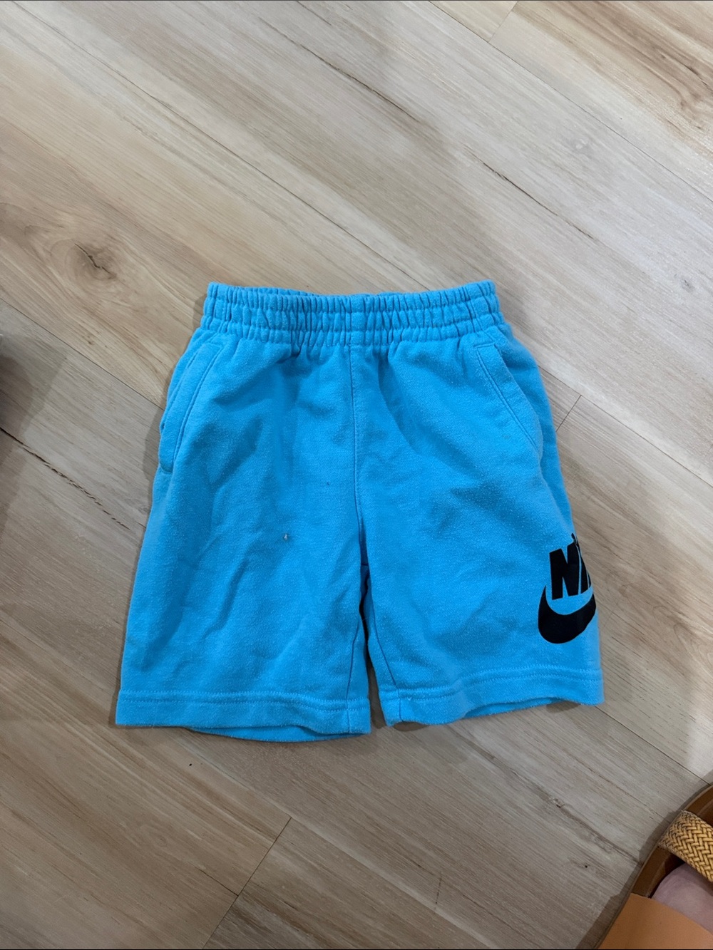 Nike Aqua Blue Kids Fleece Shorts with Black Logo